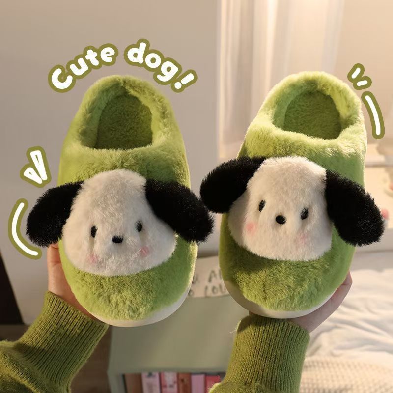 Nuove pantofole di peluche Pacha Dog con suola spessa, per interni, calde, pelose e carine, Zhao Zhi Li_voghion.com