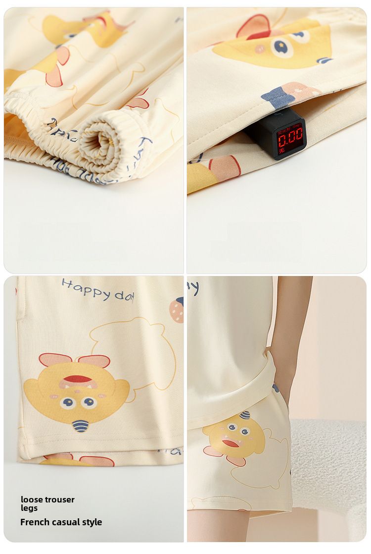 Pajamas women's summer women's 2024 new pure cotton women's short sleeve suit summer sweet cute plus size homewear_voghion.com