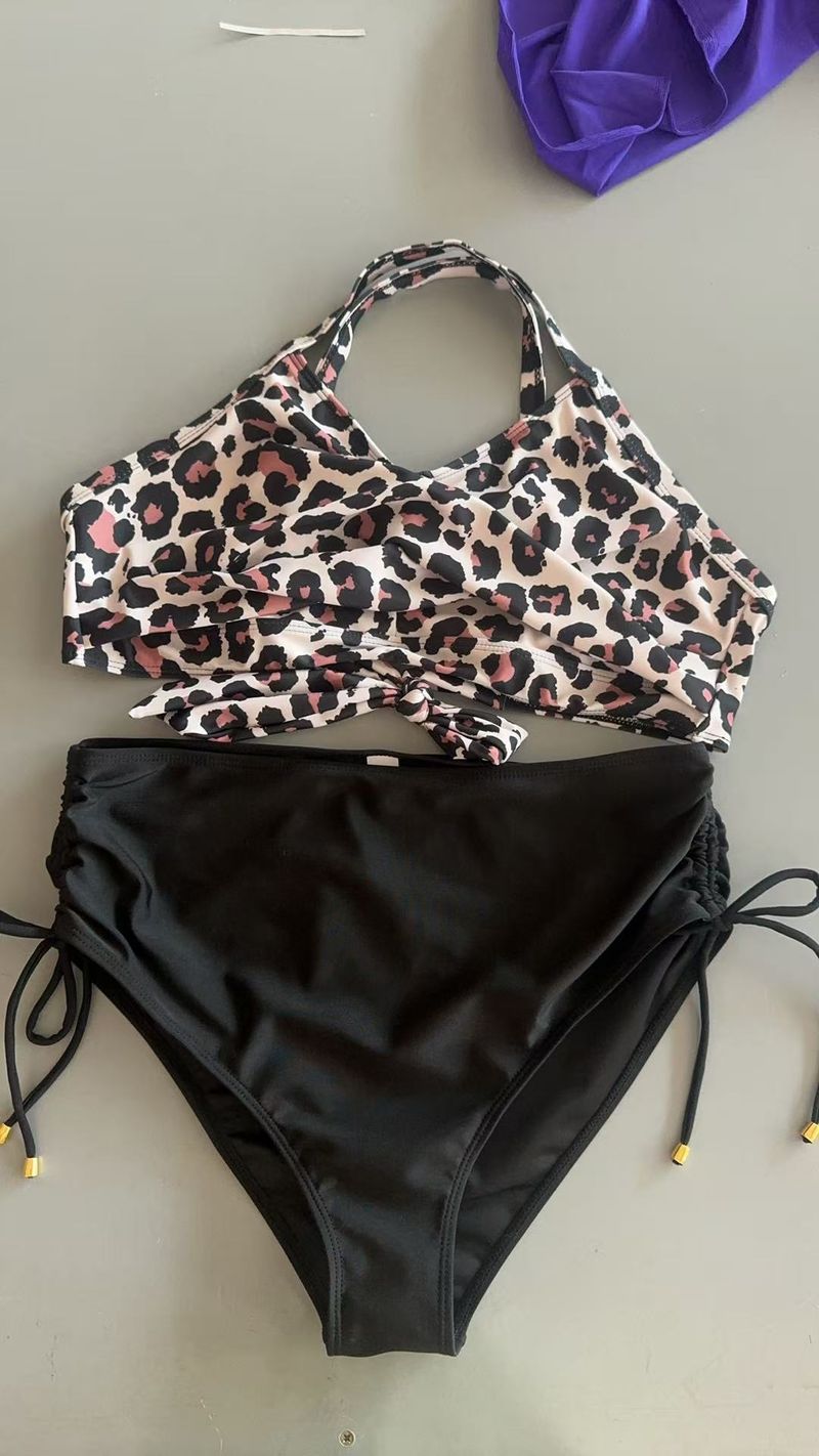 Dameskleding Nieuwe Multi Color Split Hoge Taille Trekkoord Dames Sexy Bikini Badpak_voghion.com