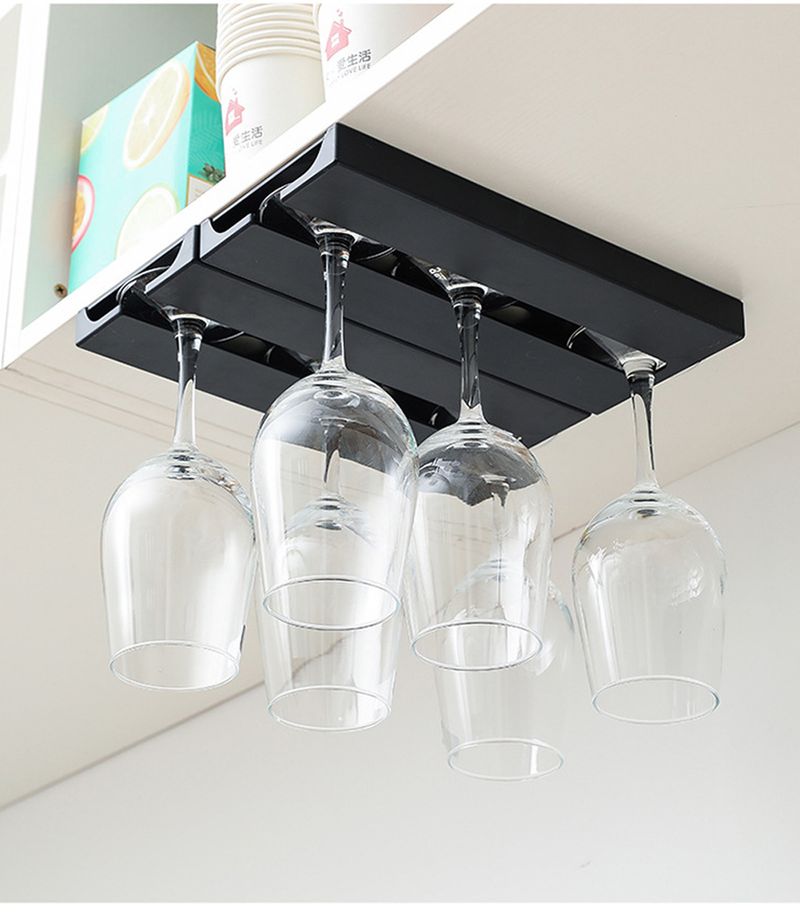 EU Design Wine Glass Rack - Holds 12 Stemware No Drilling | Space-Saving Under Cabinet Holder | ABS Rust-Proof (2 Pack)_voghion.com