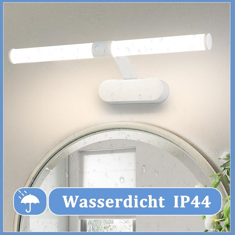 Glitzerlife LED Spiegelleuchte 40CM Spiegellampe - 6W Badleuchte Wand Wasserdicht IP44 Wandlampe Modern Neutralweiß 4000K Badlampe Für Keller Küche Badschrank_voghion.com