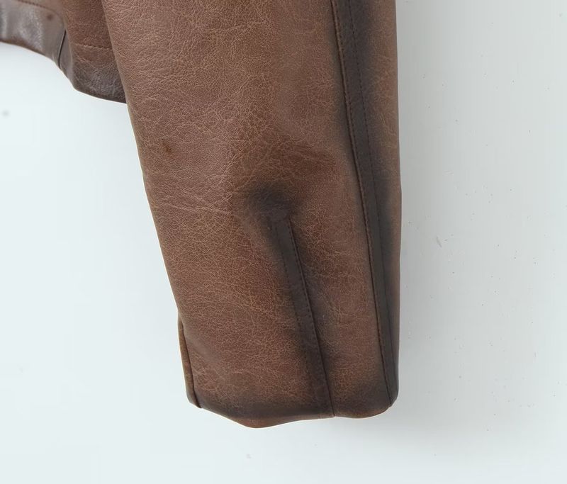 Damenbekleidung Vintage PU-Motorradjacke für Damen – Retro-Kurz-Bikerjacke mit Reverskragen und Taschen_voghion.com