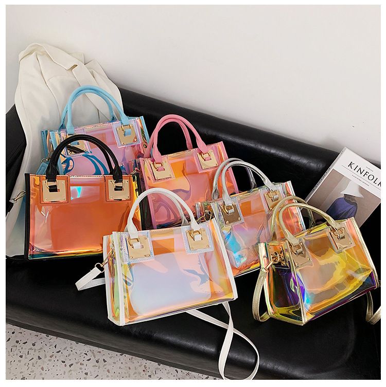 Borsa laser Borsa in pvc Borsa da donna 2023 Nuova moda Air Bag Borsa a tracolla Borsa a tracolla in gelatina Borsa trasparente_voghion.com