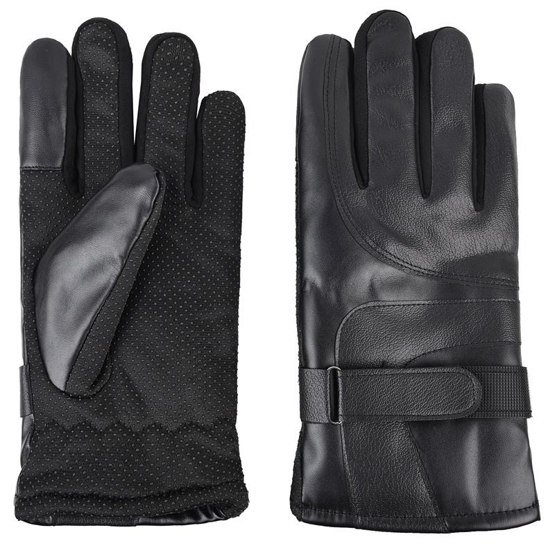 Guanti da uomo invernali touch screen guanti in pelle caldi e freddi più velluto spesso cotone guanti da equitazione all'aperto batteria veicolo guanti_voghion.com