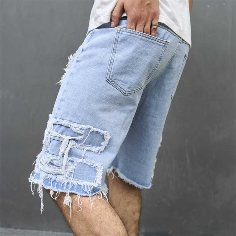 Herreklær casual slim denim small leg quarter bukser personlig trendy jeans_voghion.com