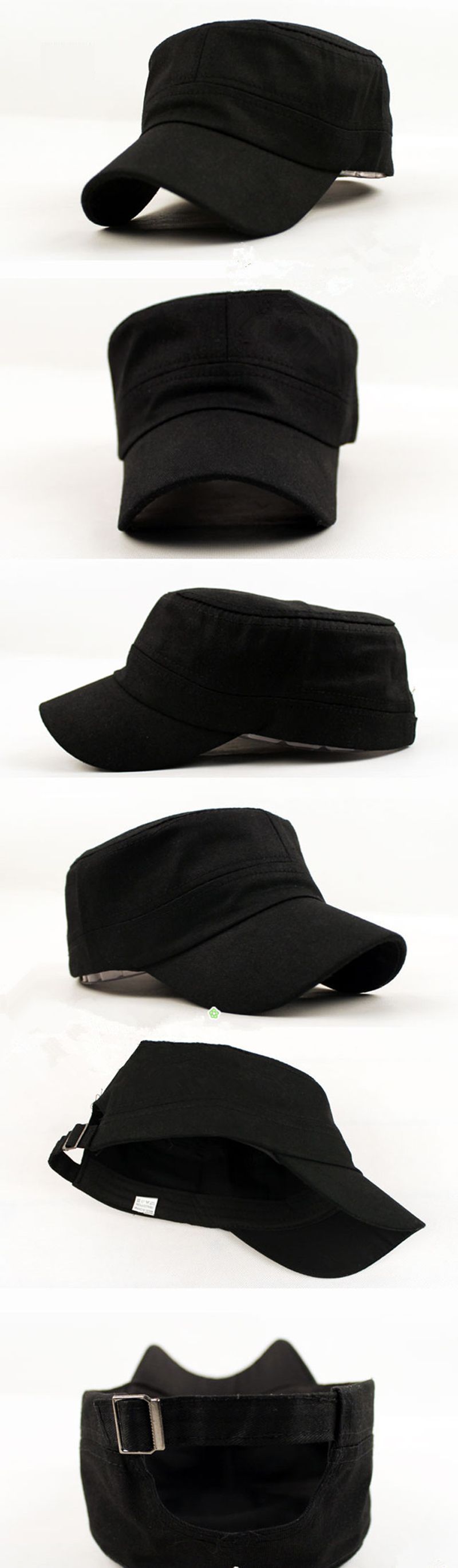 New Classic Plain Vintage Army Military Cadet Style Cotton Cap Hat Adjustable_voghion.com