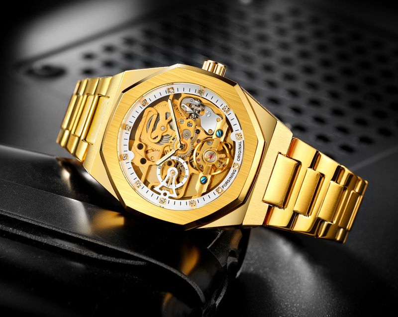 Men's Automatic Mechanical Watch With Luminous Hands, Three Subdials, And Day Display - Stainless Steel Band Six Pin Week Steel Belt Mechanical Watch_voghion.com