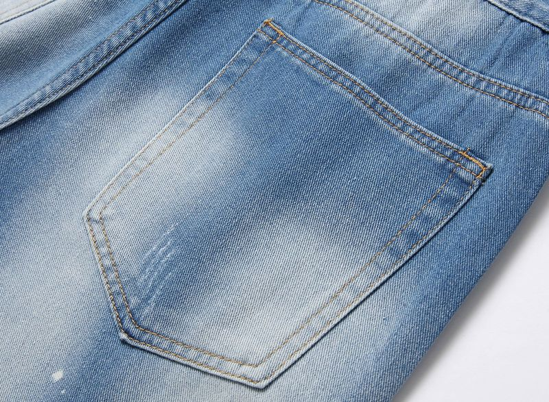 Men'sSpot Sommer dünne, abgenutzte Fünf-Punkt-Jeansshorts für Herren, Modetrend, gerade Hose mit mittlerer Taille_voghion.com