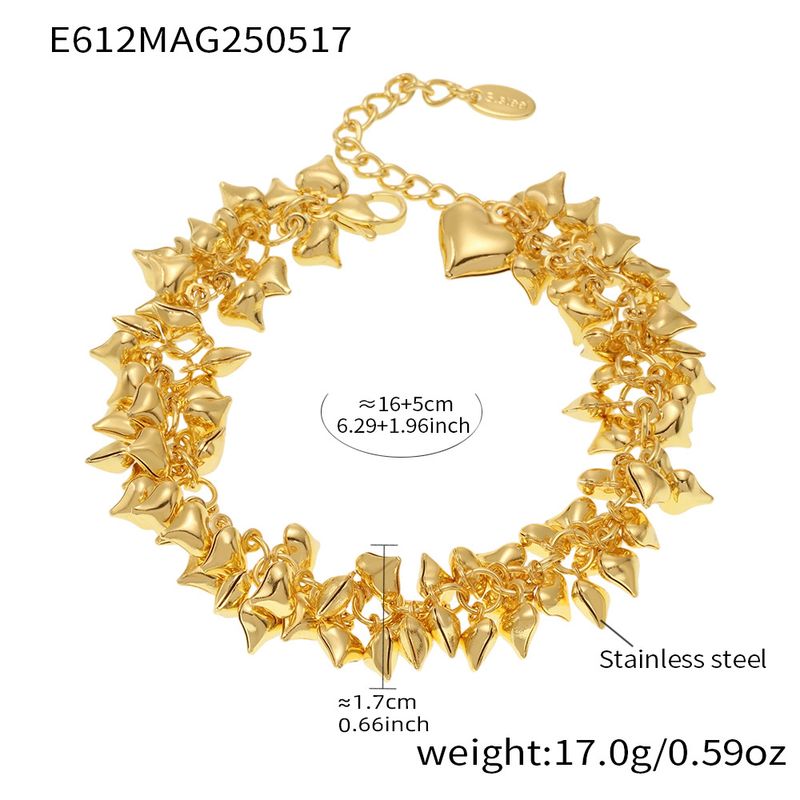 Bracciale da donna con ciondolo a forma di cuore geometrico minimalista in acciaio inossidabile placcato sottovuoto, pezzo trendy da indossare ogni giorno._voghion.com