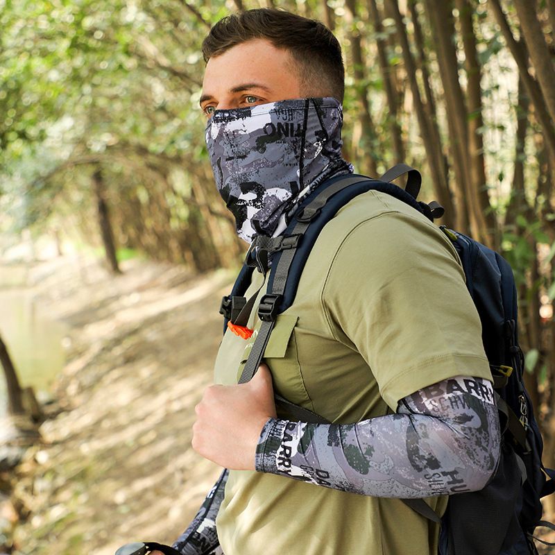 Men's Multi-Functional UV Protection Neck Gaiter & Arm Sleeves Set - UPF 50+ Cooling & Breathable For Cycling, Hiking, Fishing_voghion.com