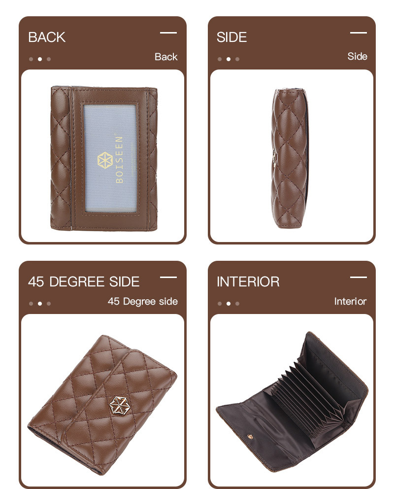 Boiseen New Women's Card Bag Embossed Multi Card Slot Accordion Coin Purse Small Buckle Wallet_voghion.com