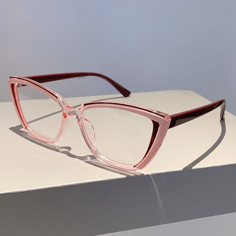 Ins personalizzato splicing colore tendenza versatile anti blu specchio caldo vendita abbagliante occhio di gatto piatto leggero montatura per occhiali_voghion.com