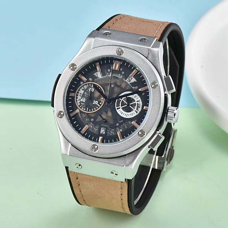 Nuovo orologio da uomo semplice, leggero, di lusso, alla moda, con scheletro, quadrante europeo, multifunzione, sei lancette, secondi continui, al quarzo_voghion.com