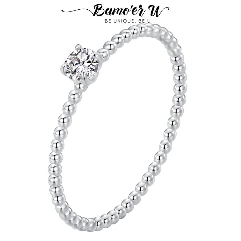 Bamoer U Anello giornaliero con perline di moissanite impilabili, colore D, VVS1, diamante da laboratorio, per donna, regalo originale di San Valentino._voghion.com