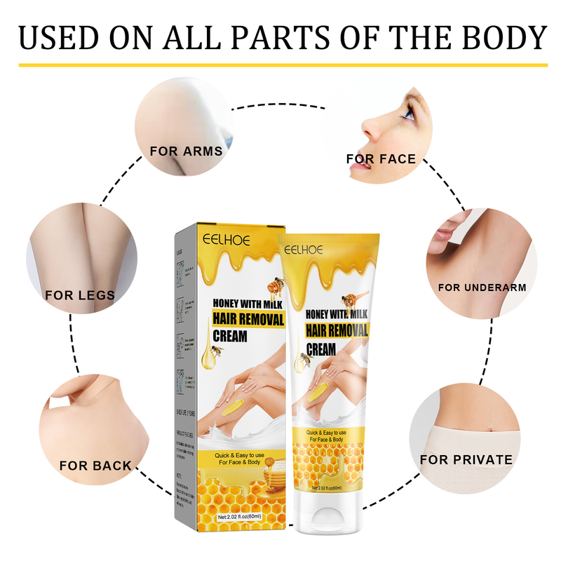 Honey&Milk Quick Smooth Cream Achseln, Arme und Beine, milde Haarentfernung für den ganzen Körper_voghion.com