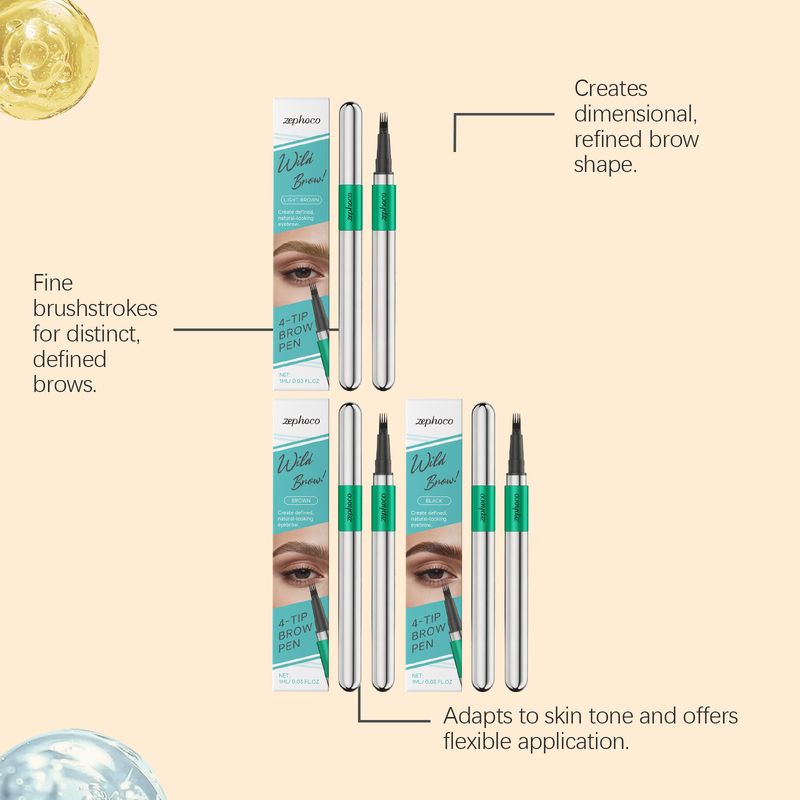 ZEPHOCO 3D Natural Four-Prong Series Beginner-Friendly Color-Intense Sweat-Proof Waterproof Wild Eyebrow Pencil_voghion.com