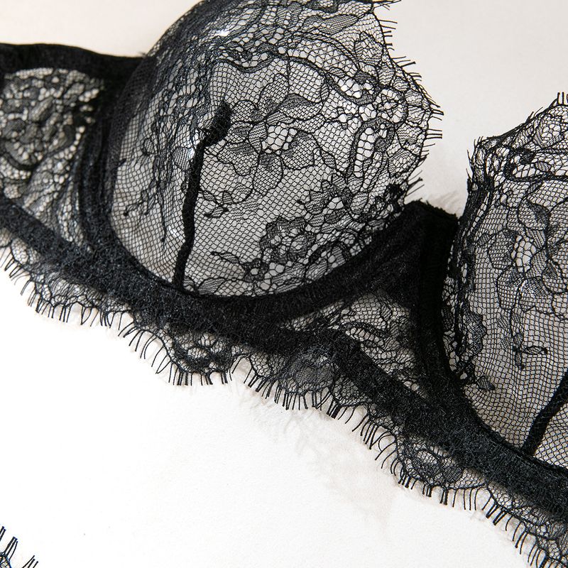 Women's Intimates Big Chest Small Thin Hollow Bra Thong Women's Underwear Set_voghion.com