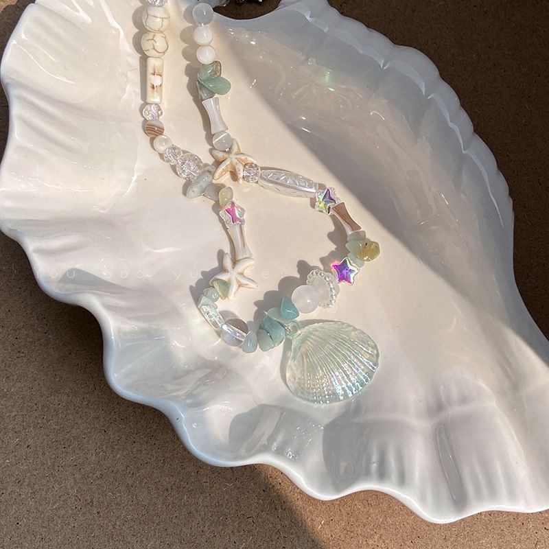 Dopamine Pearl Shell Starfish Beach Versatile Vacation Style Collarbone Chain Fashion Design Sense Necklace_voghion.com