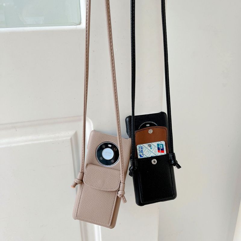 Mobile phone case Suitable for Huawei mate40pro mobile phone case p40pro litchi pattern leather card holder diagonal mobile phone case p50 female_voghion.com