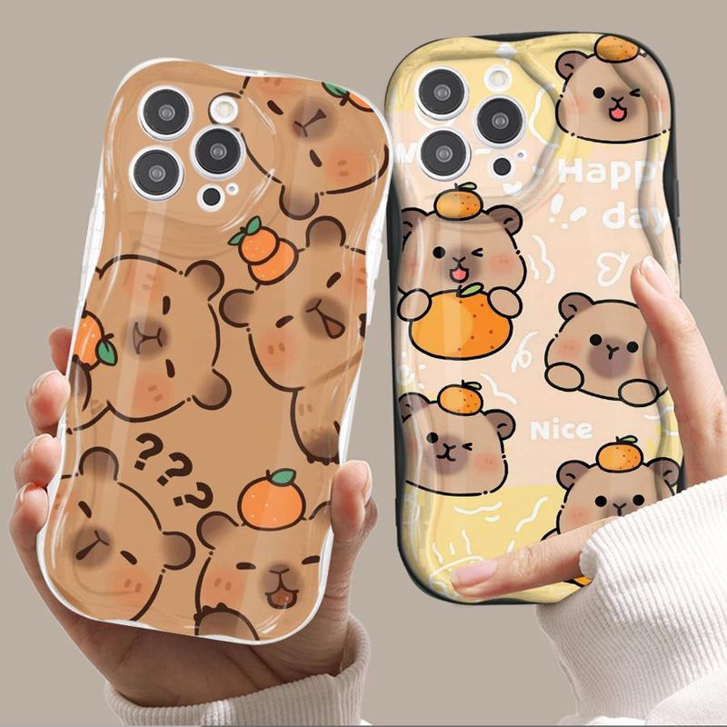 Coque de téléphone Capybara mignonne pour iPhone SE 8 7 15 16 ProMax 12 Pro 11 Pro XS Max 14 Plus 13 Mini XR Housse en silicone souple_voghion.com