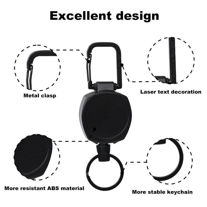 Runder Metall-Schlüsselanhänger mit praktischem Zugmechanismus, Diebstahlsicherung und Diebstahlschutz, olivgrüner Schnalle, einziehbarem Drahtzug_voghion.com