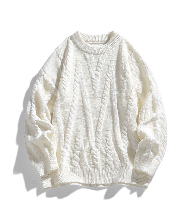 Men's Striped Knit Sweater – Winter Crewneck Pullover In Black/White/Blue (Sizes M-3XL)_voghion.com
