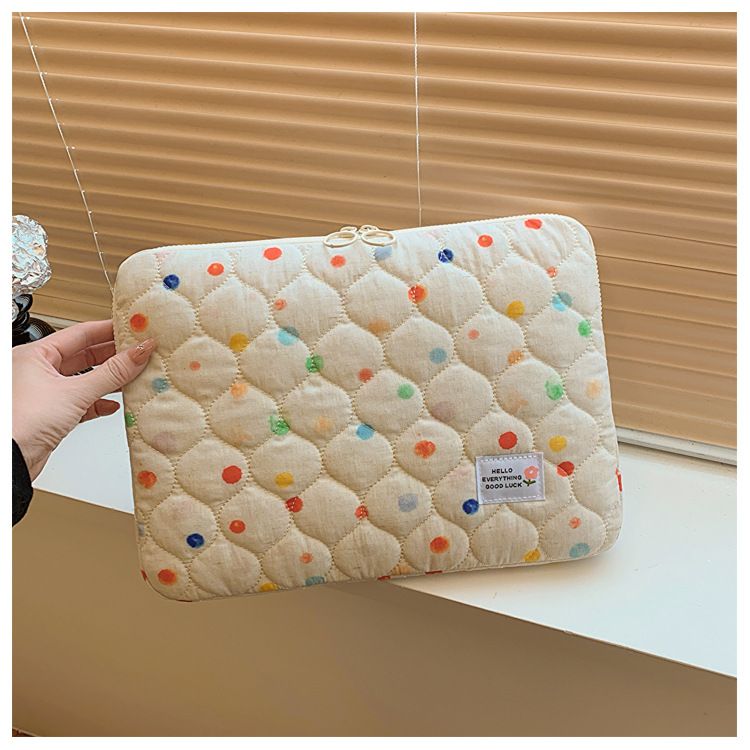 Korean INS Niche Design Heart-shaped Polka Dot Laptop Bag 14inch Notebook 11inch IPad Sleeve_voghion.com