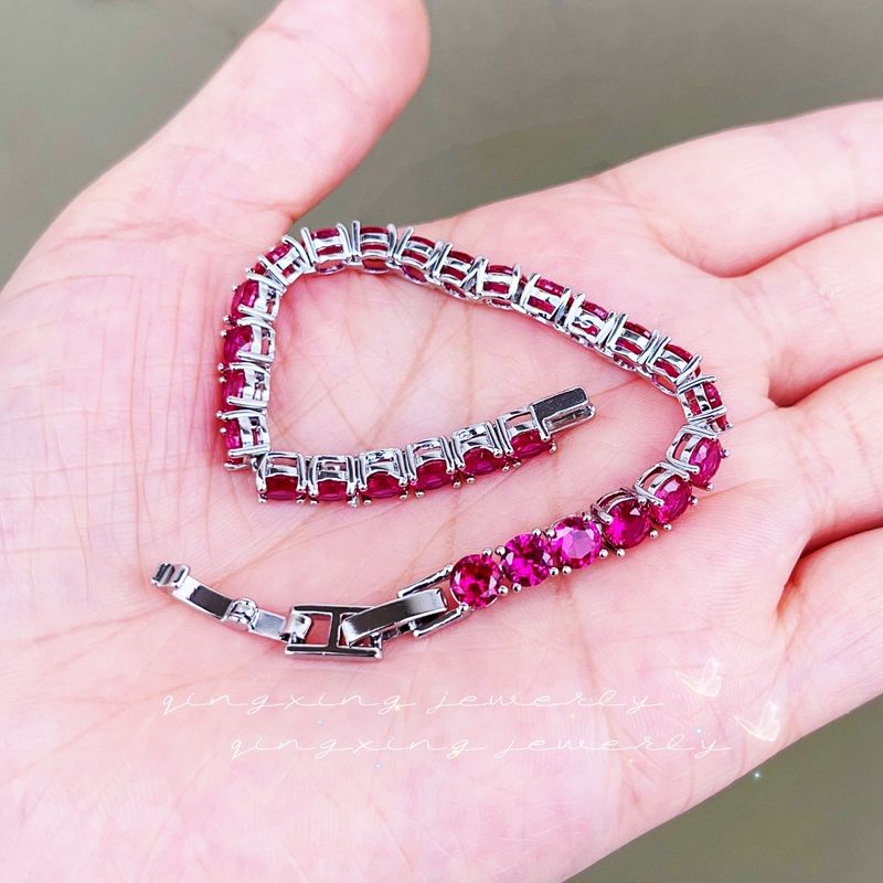 Bracciale tennis in corindone rosso, di alta qualità, artigianato squisito, gioielli di lusso intarsiati_voghion.com