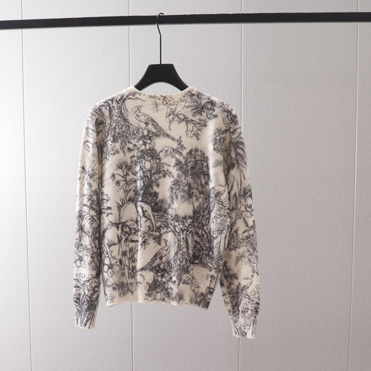 Women's Clothing Women's jungle tiger print round neck pullover long-sleeved sweater base layer slim slim sweater_voghion.com