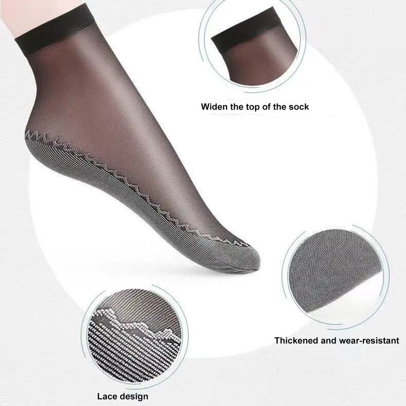 XinWq 10 Paar Knöchelsocken, ultradünn, atmungsaktiv, rutschfest, einfarbig, schweißabsorbierend, nahtlos, Sommer-Baumwollsohle, durchsichtig_voghion.com