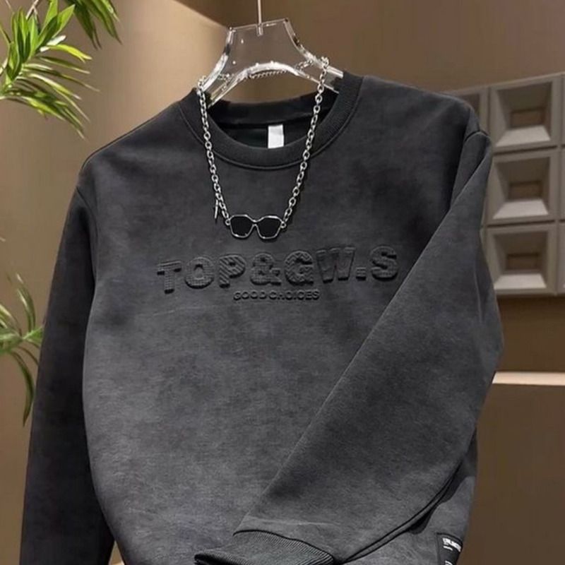 2025 Frühling Herbst Winter Vielseitiger Trendy Pullover Stahldruck Brief Top Herren Langarm Casual Fashion Fleece_voghion.com