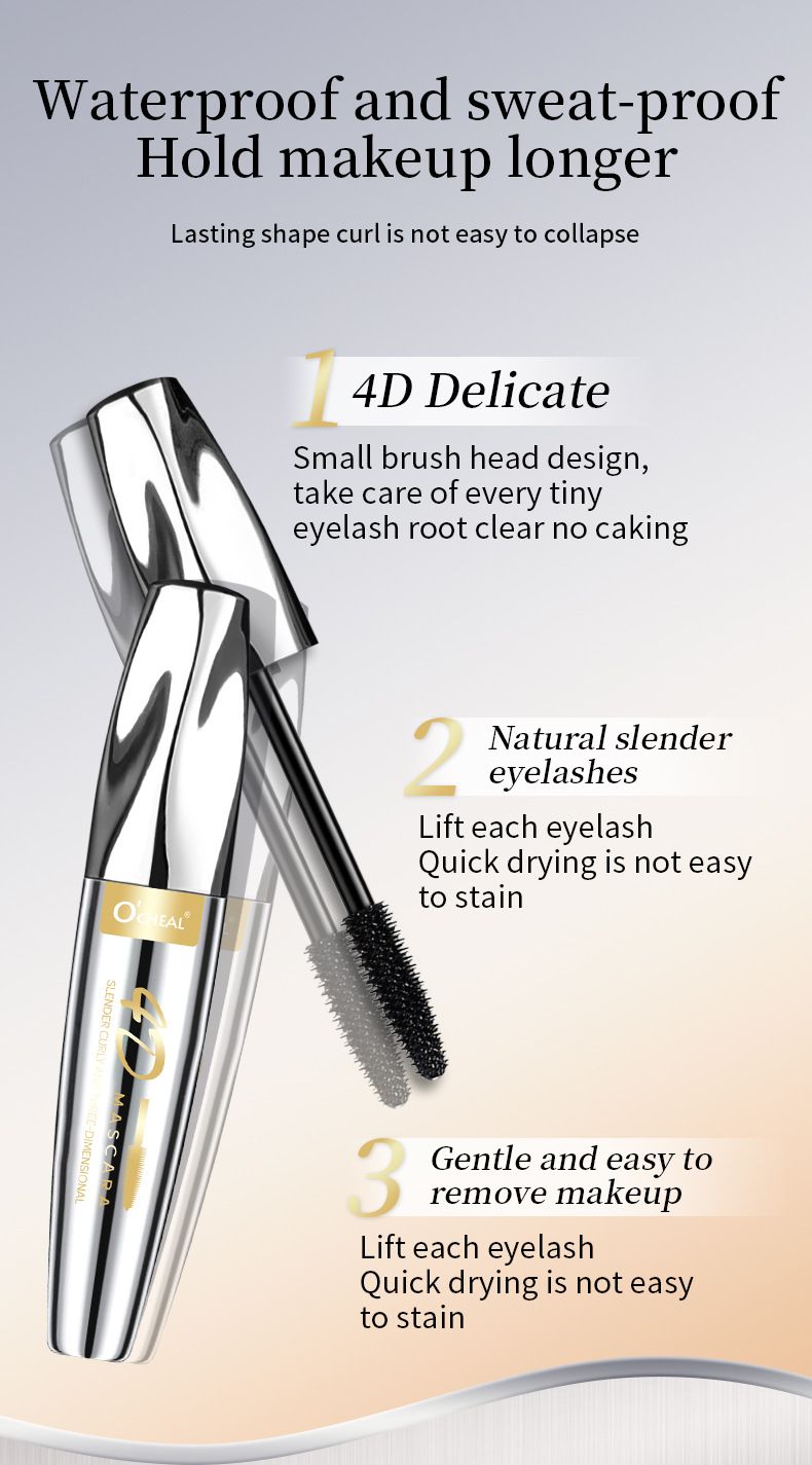 OCHEAL4D Plump, Dense, Curly And Cool Black Waterproof And Non-smudging Slender Big Head Mascara, Which Easily Brightens Dull Complexion_voghion.com