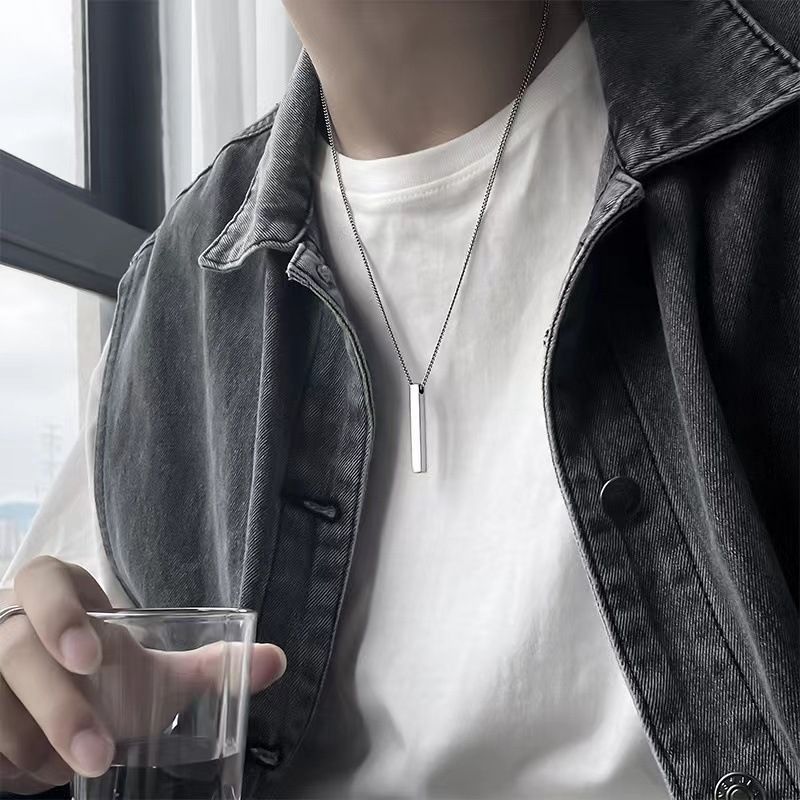 Simple one character three-dimensional pendant for men's hip-hop style ins, non fading titanium steel accessories,_voghion.com
