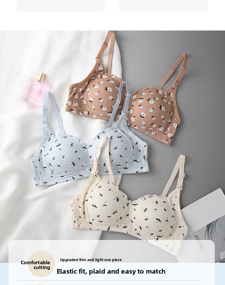 European Summer Romance: Floral Lace Wire-Free Bra - Ultra-Thin, Push-Up & Minimizer For Curvy Figures_voghion.com