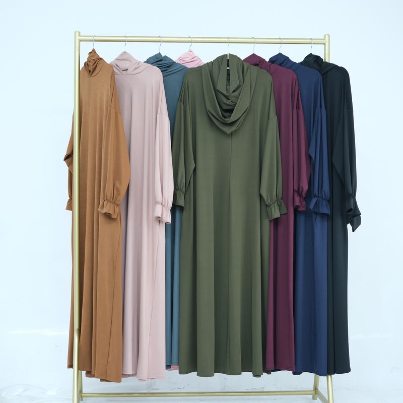 Women's Clothing Solid Color Hooded Casual Robe_voghion.com