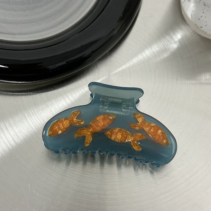Nischendesign, hochwertiges Spaßgefühl, süßes transparentes Goldfischbecken, mittelgroßer Hai-Clip, Greifclip, Haarnadel 2023, Neu_voghion.com