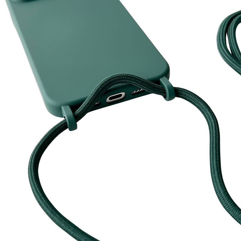 Ins Korean Liquid Silicone Crossbody Strap Suitable For IPhone 16 Phone 15Promax All Inclusive Soft Case 14_voghion.com