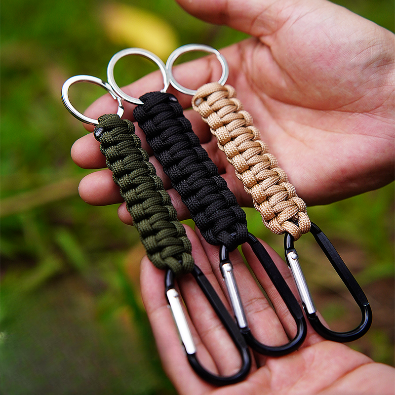 Survival Carabiner Seven-Core Paracord Handmade Keychain Outdoor Hiking Camping Picnic_voghion.com
