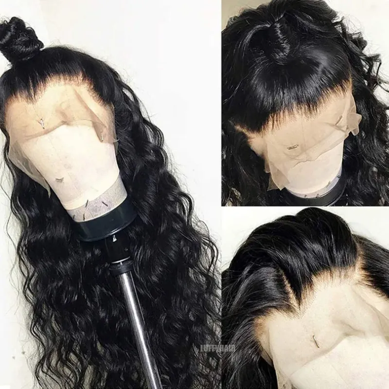 Pelucas de cabello humano con base de seda y ondas profundas sueltas y encaje completo para mujeres negras Peluca de cabello peruano de 24 pulgadas 180 % de densidad_voghion.com