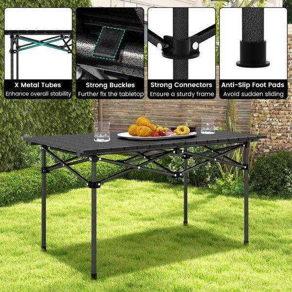 Aluminum Camping Table For 4-6 People With Carry Bag_voghion.com
