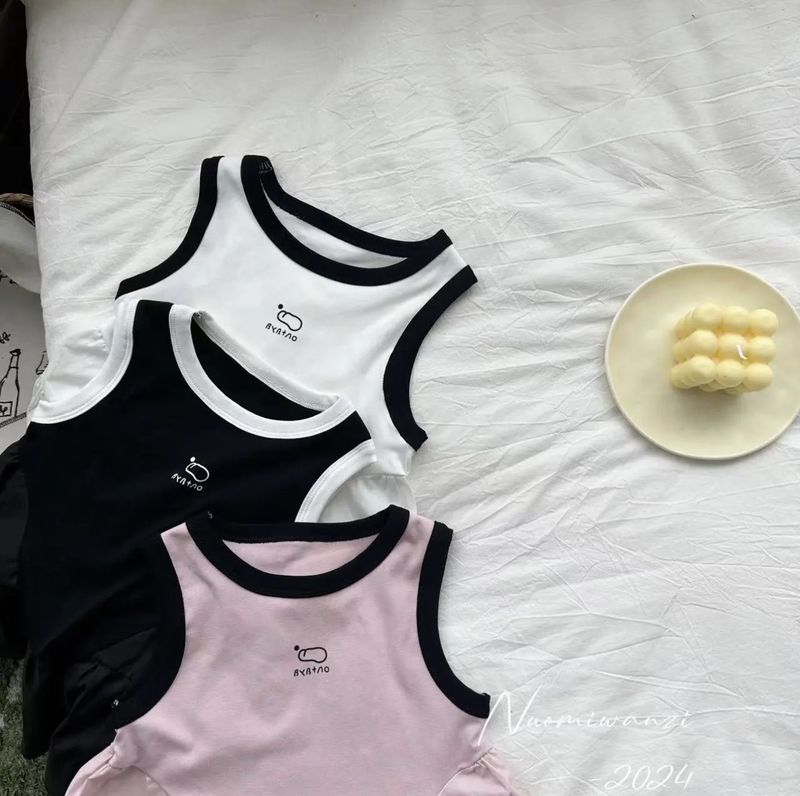Vestiti estivi per bambini alla moda, nuovi vestiti estivi per ragazze, stile casual, gonna a gilet, abito coreano con cuciture_voghion.com