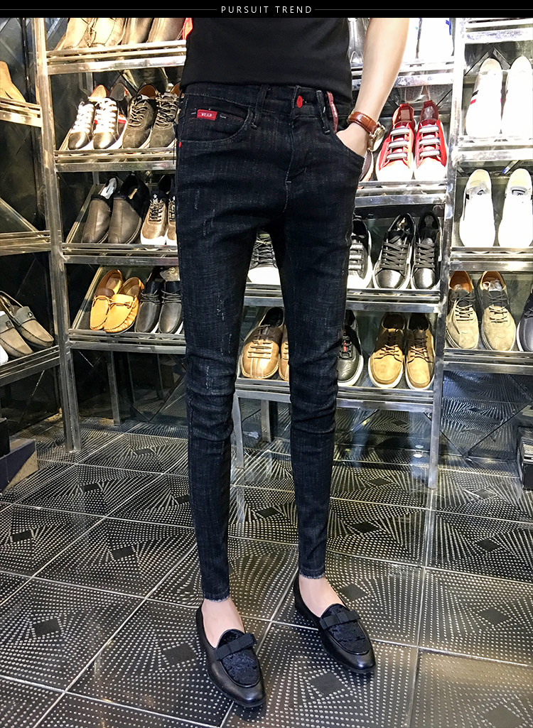Trendige Herren-Herbst- und Winterjeans im koreanischen Stil mit schmaler Passform, Retro-Jeans mit blauen Whiskers und kleinen Füßen für Männer mit sozialem Geist und schnellen Händen_voghion.com