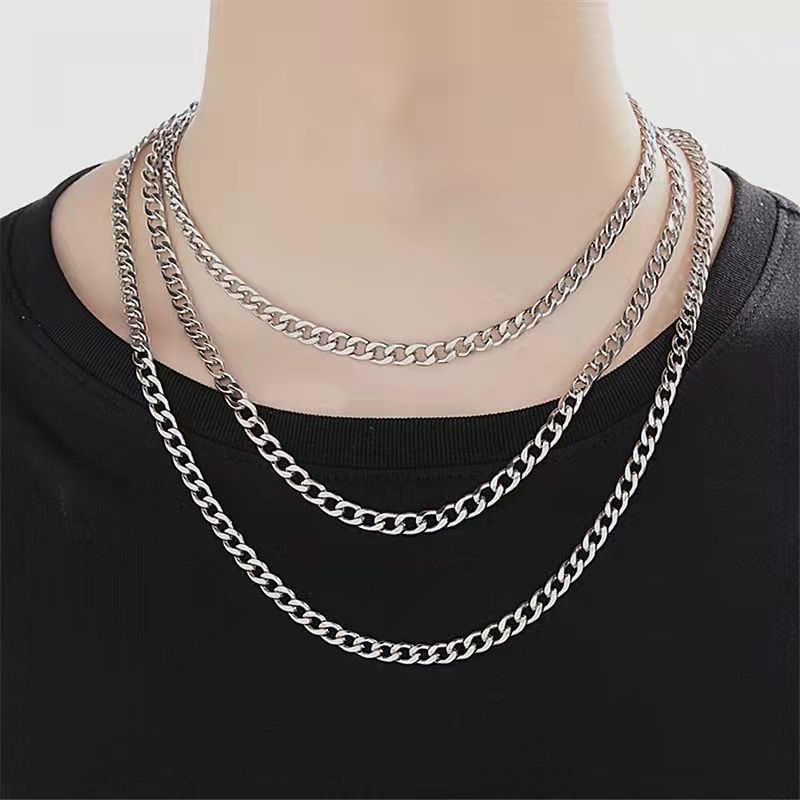 Stainless NK Chain Men's Titanium Steel Cuban Necklace Unisex Trendy Brand Hip Hop Accessories_voghion.com