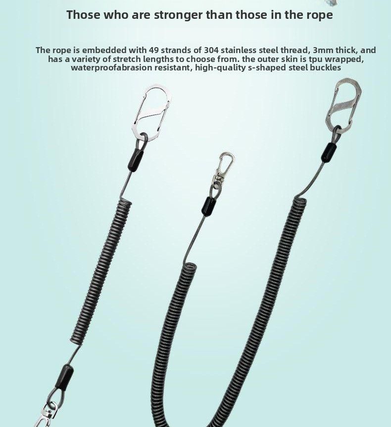 49 Strands Wire 1- 10m With S-Shaped Steel Telescopic Slip Rope Rod Fishing Box Hanging Buckle_voghion.com