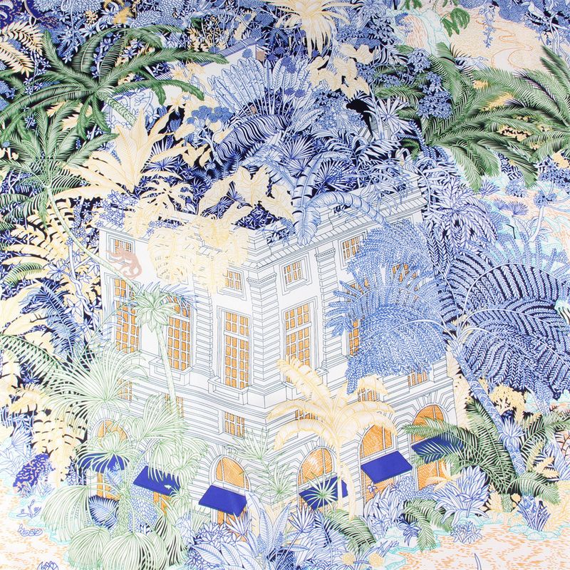 Spring And Autumn New Twill Silk 130cm Women's Large Square Forest Inn Printed Headscarf Sun Protection Shawl Scarf_voghion.com