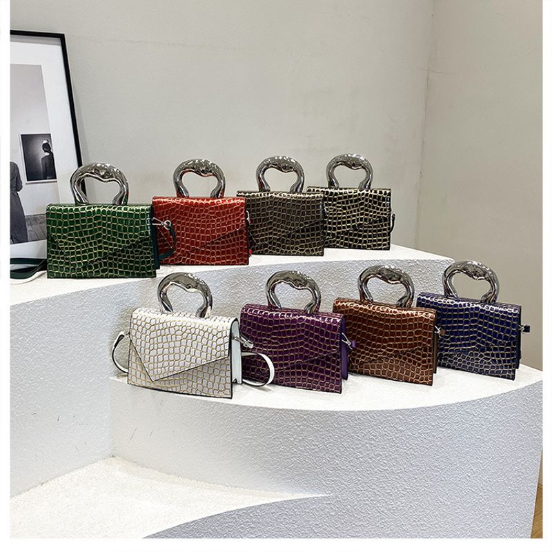 New Love Handheld-Tasche für Damen, Retro-Steinmuster, kleine quadratische Tasche, trendige und vielseitige Textur,_voghion.com