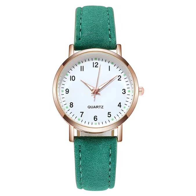 Zweiteilige einfache Damenuhr digitale Studentin leuchtende Uhr kleine frische gefrostete Leder lässige Damen Quarzuhr_voghion.com