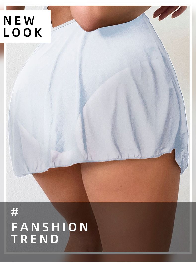 Damenbekleidung Konservativer mehrfarbiger Mesh-Einteiler mit hoher Taille, Schwimmrock, schmaler Mesh-Rock, Badeanzug_voghion.com