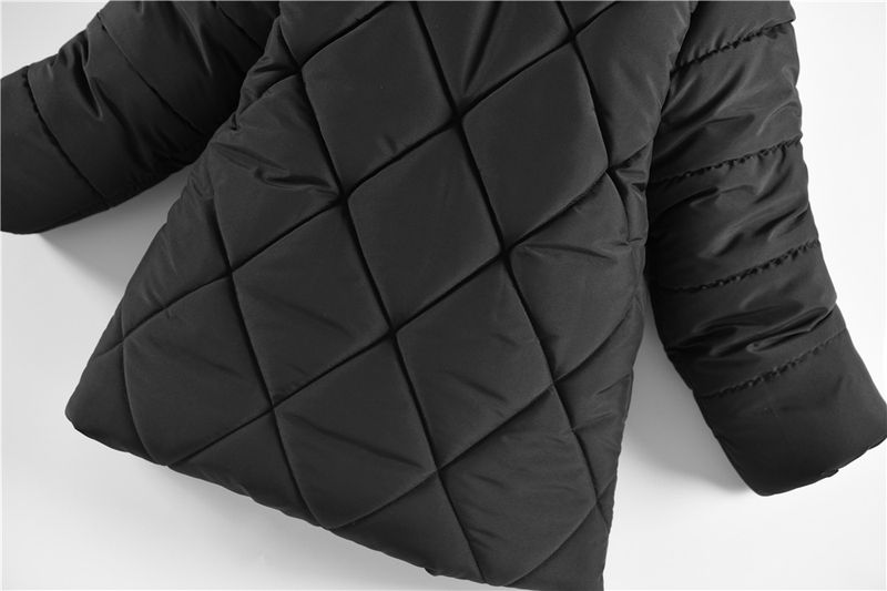 Abrigo grueso de invierno para niño: Chaqueta larga con capucha desmontable y cremallera (100-140 cm, negro/azul marino/caqui/bronce)_voghion.com