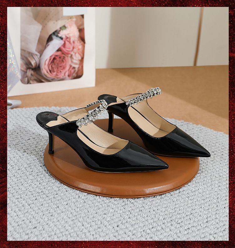 Grape Mom Studio Lee ~ Frühlings- und Sommersandalen mit spitzen Zehen und hohem Absatz, Baotou Mueller-Halbschuhe, Damen_voghion.com